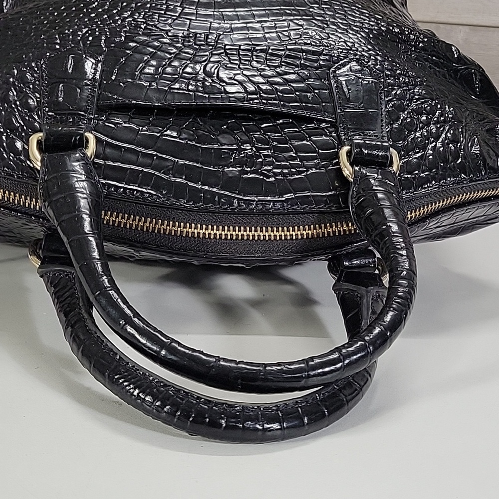 Brahmin Black Croc-Embossed Leather Tote Bag - Stylish Women's Handbag - Picture 5 of 15